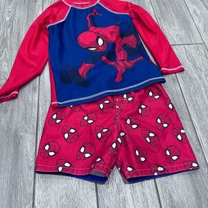 Marvel Red and Blue Spider-Man Kids Swim Rashguard